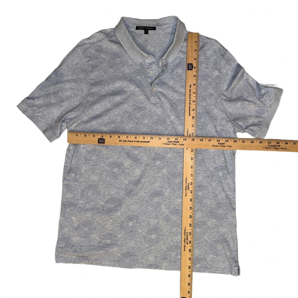 Robert Barakett Polo Shirt Men’s XL Gray Blue Circle Print 100% Cotton - Picture 6 of 12